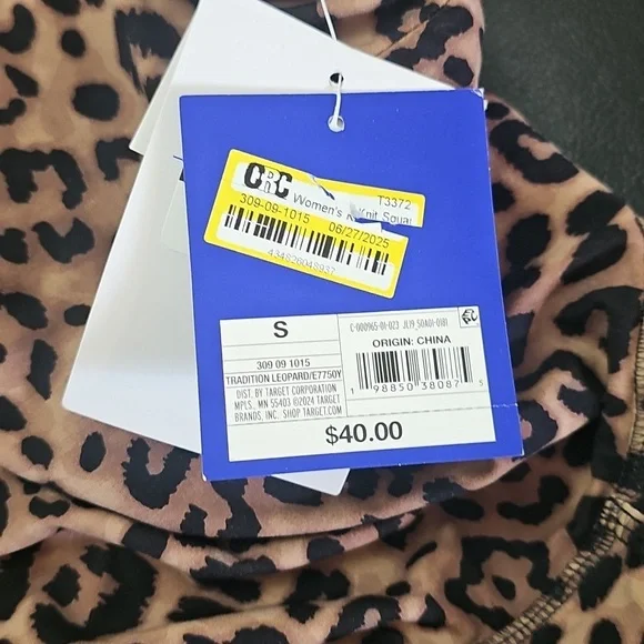 JoyLab Women's Knit Squareneck Slit Active Dress Leopard Print Built-in Shorts S - Picture 7 of 7